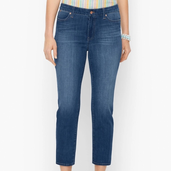 Talbots Denim - Talbots Straight Leg Cropped Cigarette Stovepipe Jeans in Medium Wash Size 14